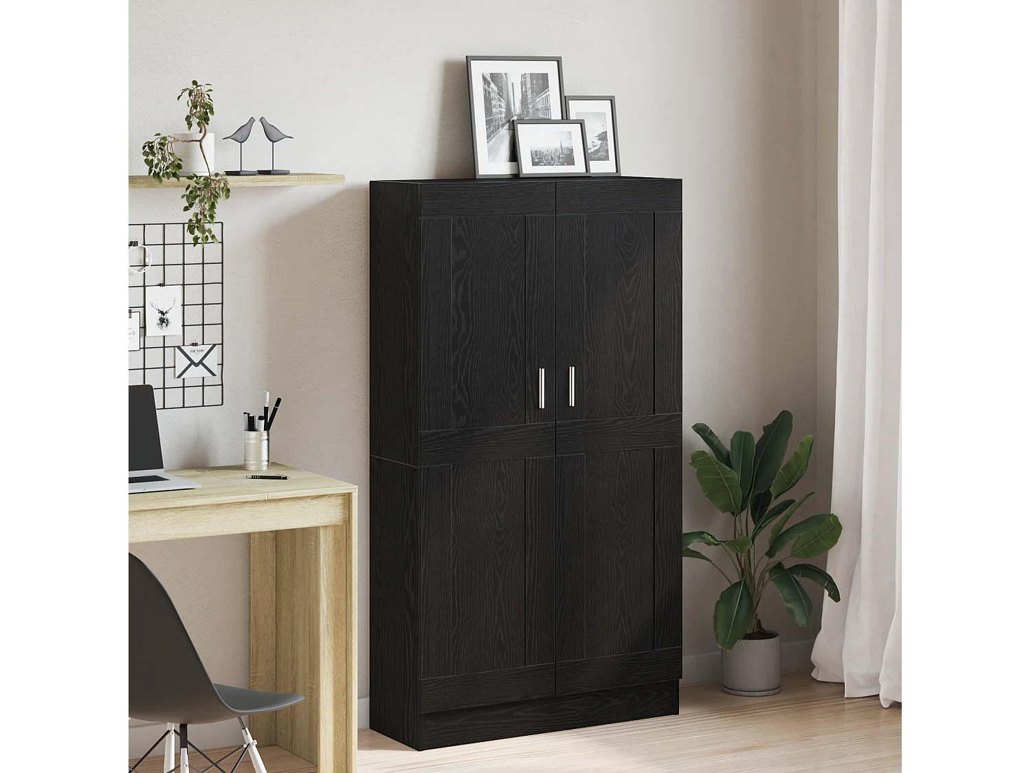 Armoires à livres en chêne noir - Lot de 2, 165x30,5x150 cm, en bois d'ingénierie