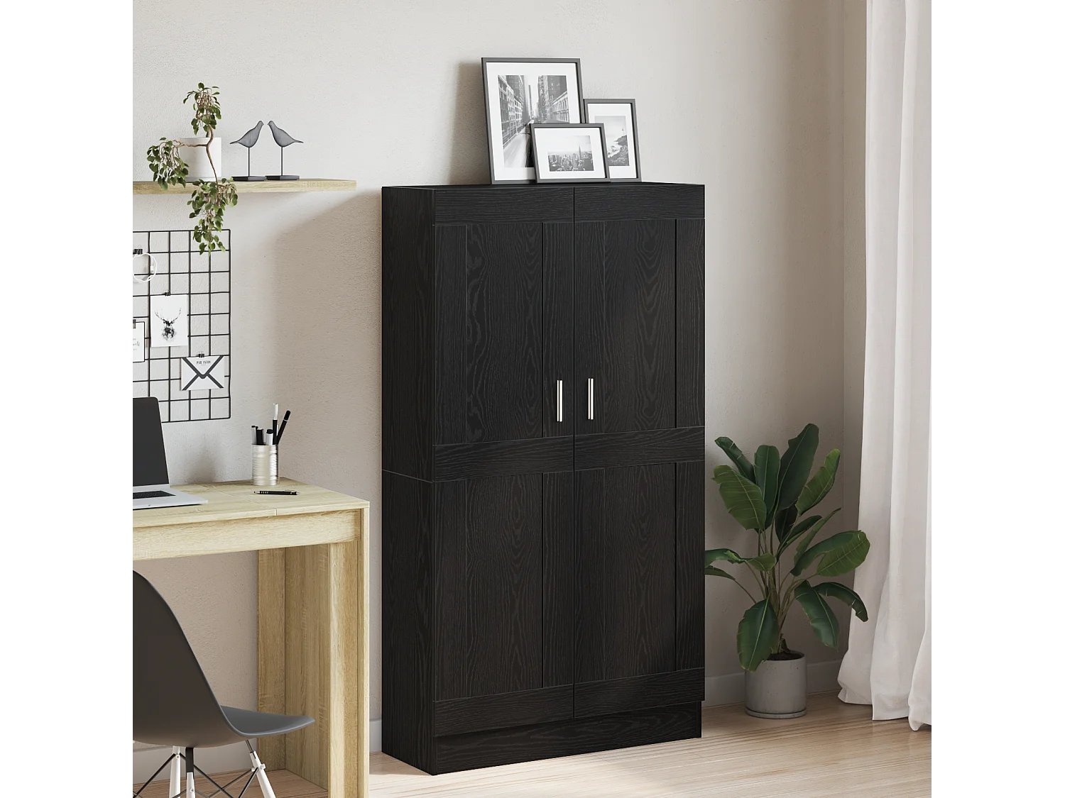 Armoires à livres en chêne noir - Lot de 2, 165x30,5x150 cm, en bois d'ingénierie