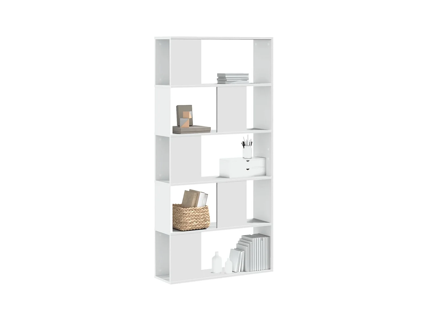 Libreria a 5 ripiani, bianca, 80,5x23,5x162,5 cm, legno ingegnerizzato