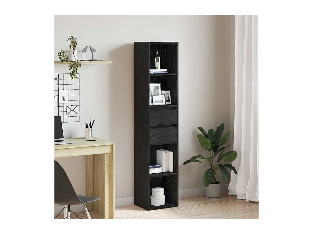 Libreria modulare Rovere Nero 36x30x171 cm Legno composito