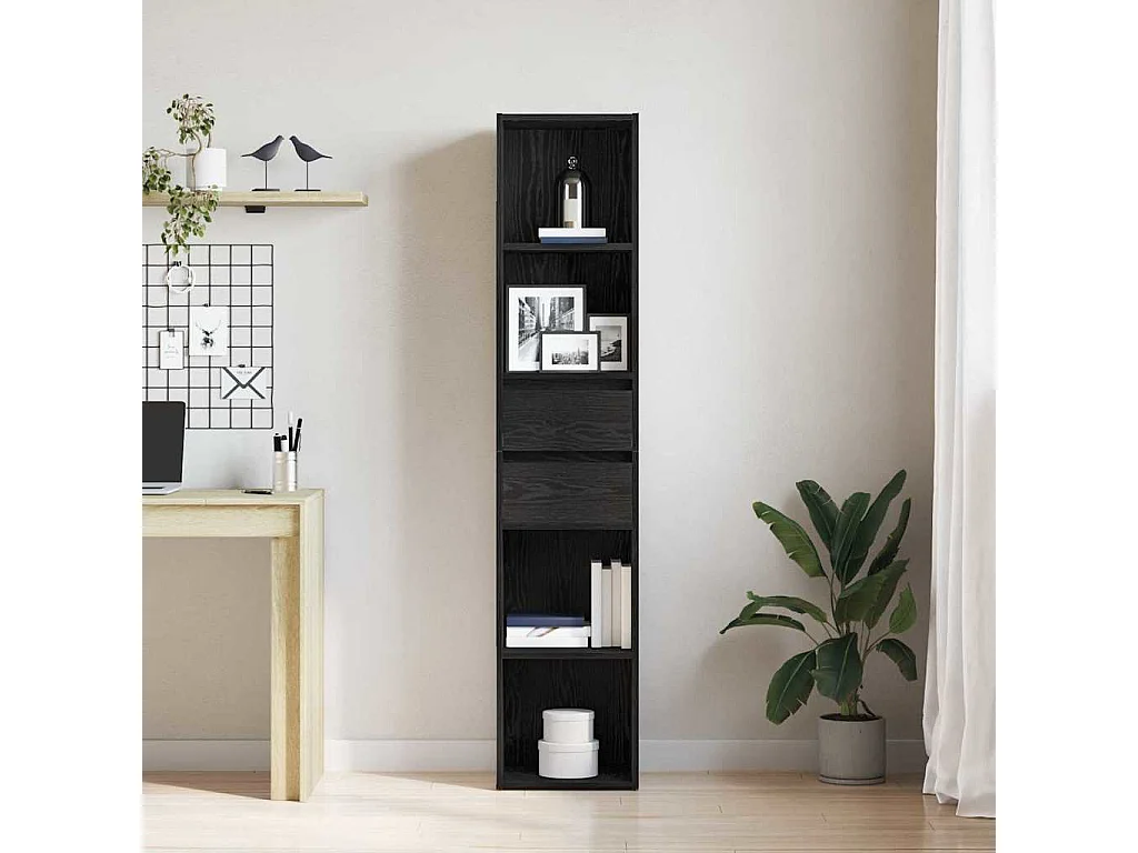 Bibliothèque modulable Noir Chêne 36x30x171 cm Bois d'ingénierie