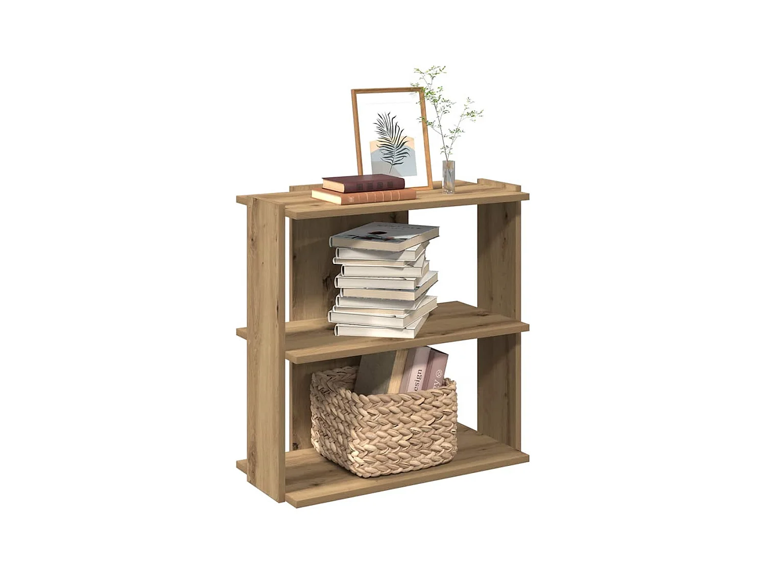Bibliothèque à 3 niveaux chêne artisanal 60x30x60 cm
