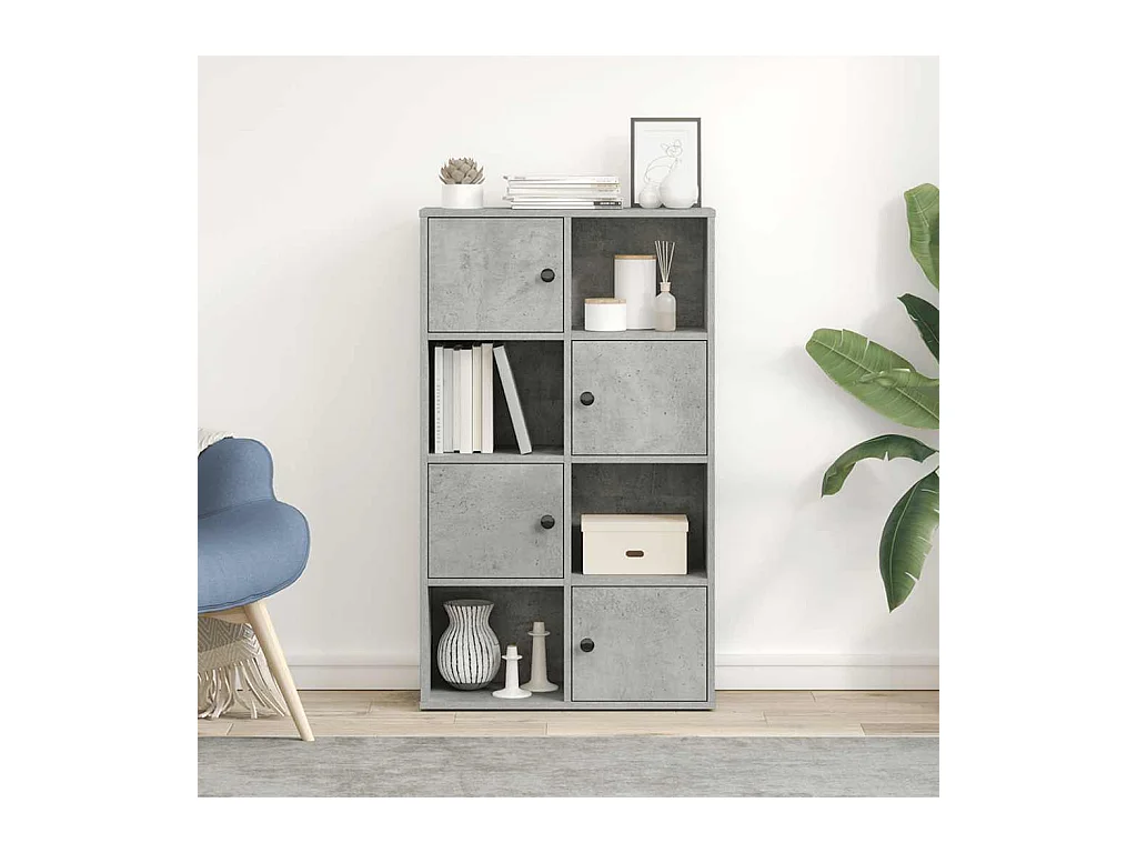 Bibliothèque gris béton 60x24x101,5 cm bois d'ingénierie