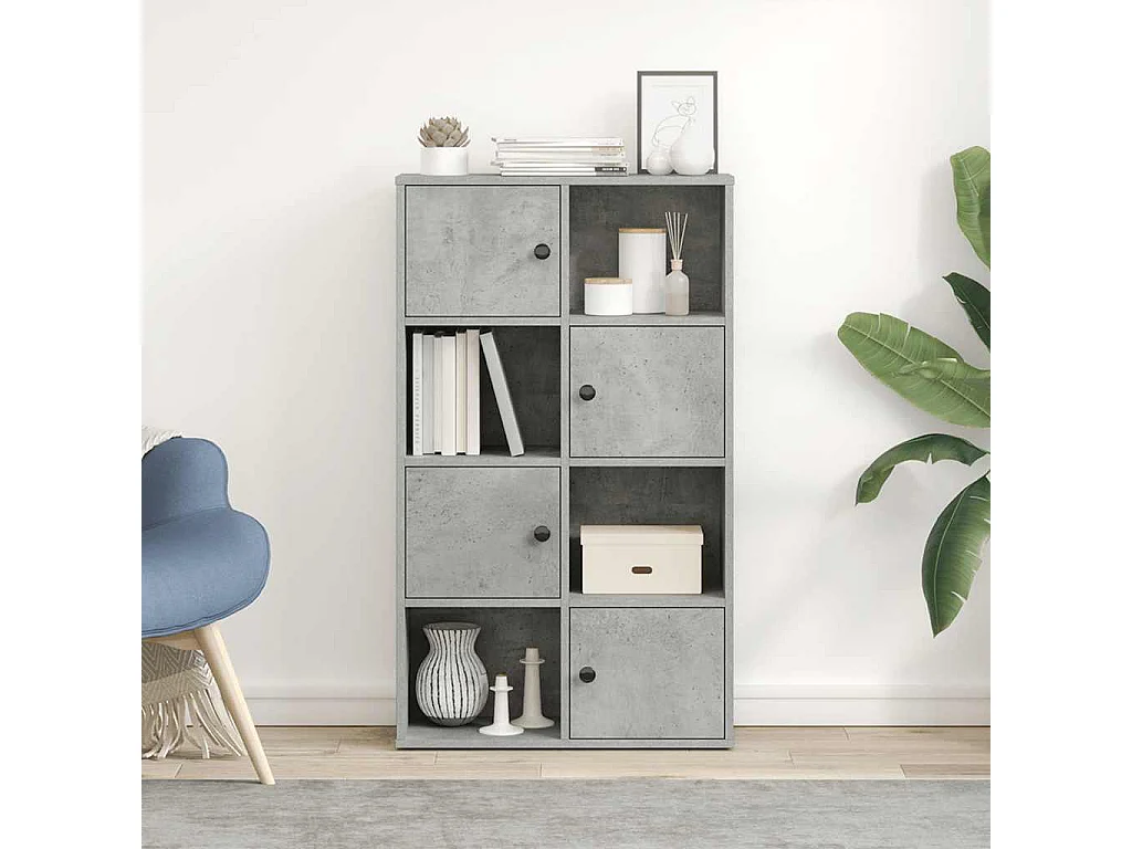 Bibliothèque gris béton 60x24x101,5 cm bois d'ingénierie