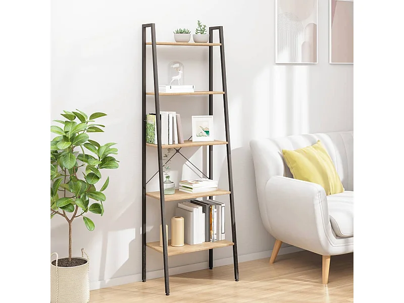 5-laags stellingkast Lichtbruin en zwart 56x35x174 cm