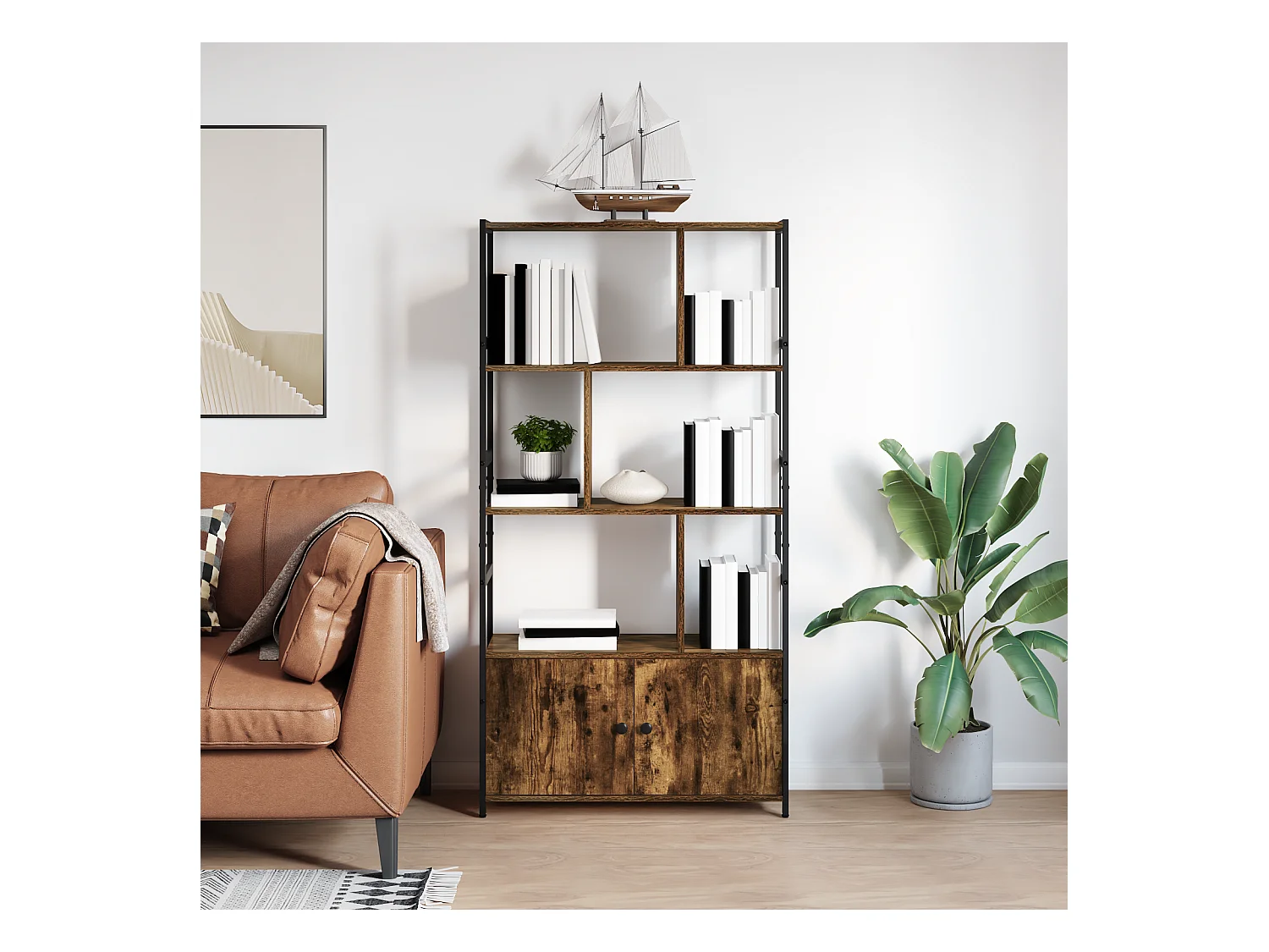 Étagère Chêne fumé 80 x 30 x 155.5 cm Bois d'ingénierie