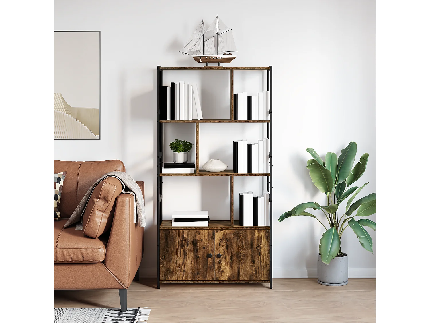 Étagère Chêne fumé 80 x 30 x 155.5 cm Bois d'ingénierie