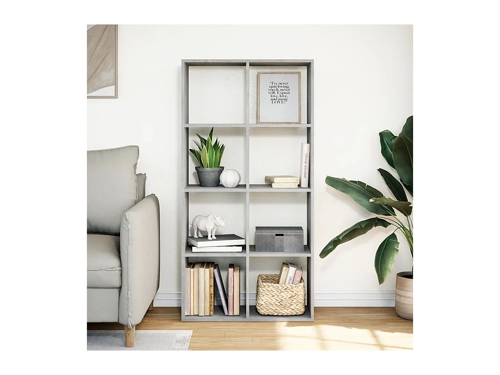 Betongrijze kamerverdelerplank 69,5x29x137,5 cm