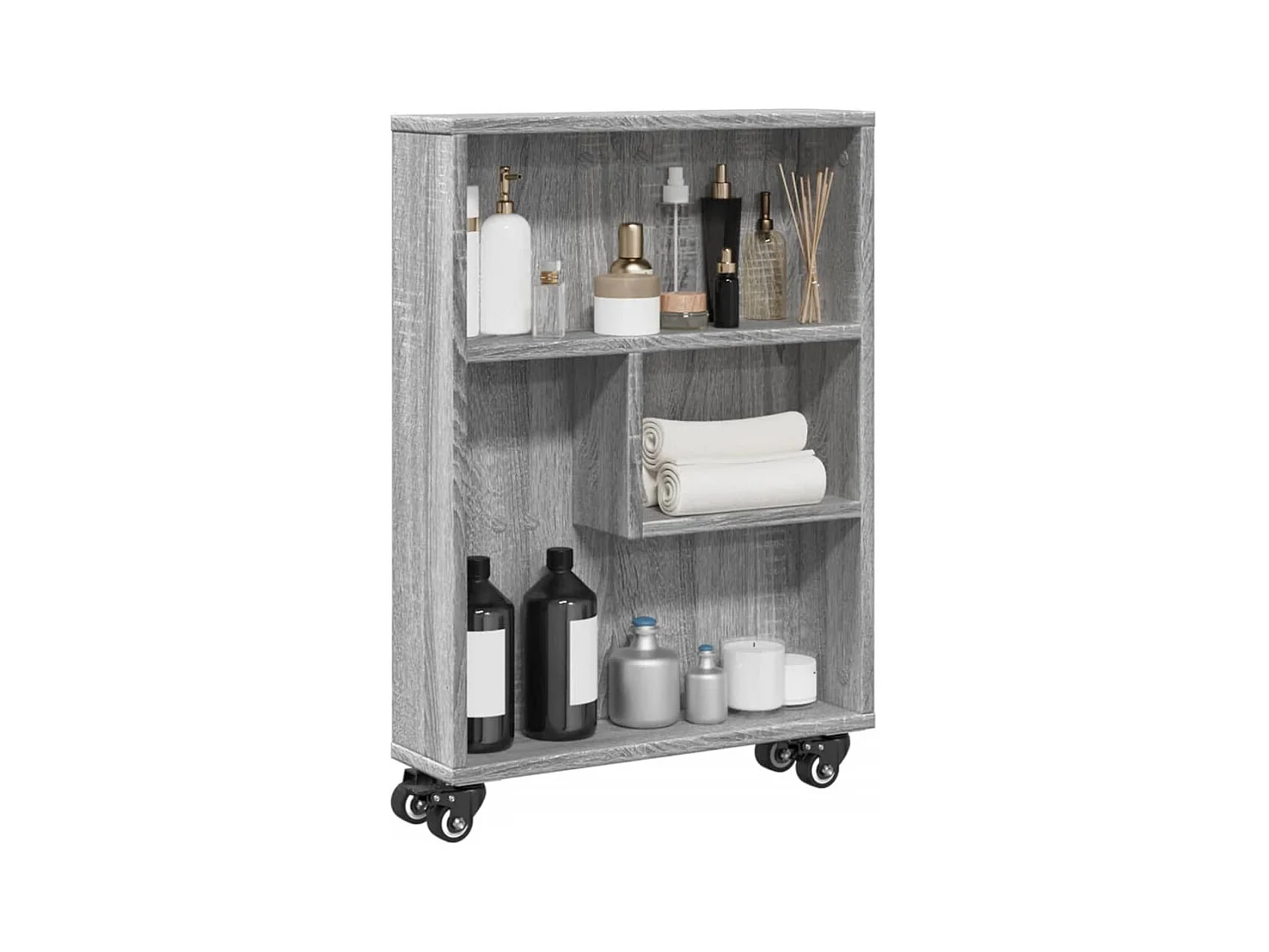 Carrito de almacenamiento estrecho de madera de ingeniería gris Sonoma