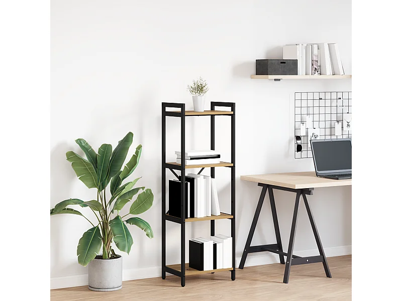 Libreria artigianale in rovere 40 x 30 x 118 cm Legno e acciaio