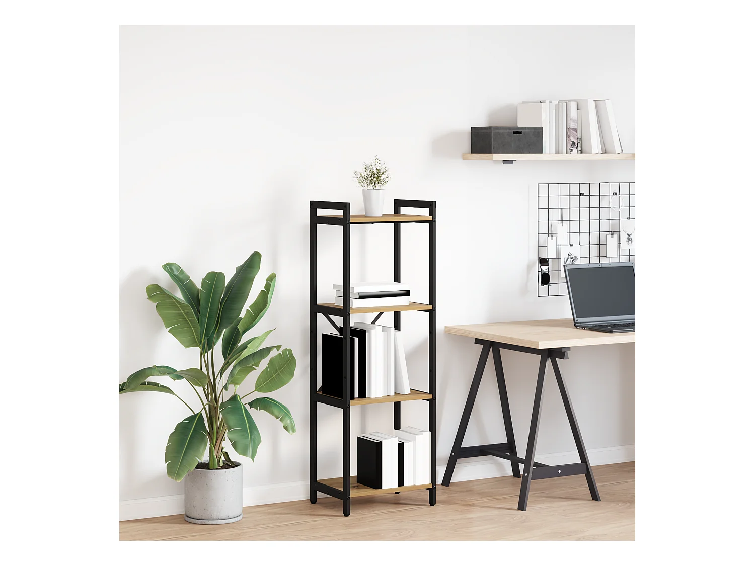 Handgefertigtes Bücherregal aus Eichenholz 40 x 30 x 118 cm Holz und Stahl