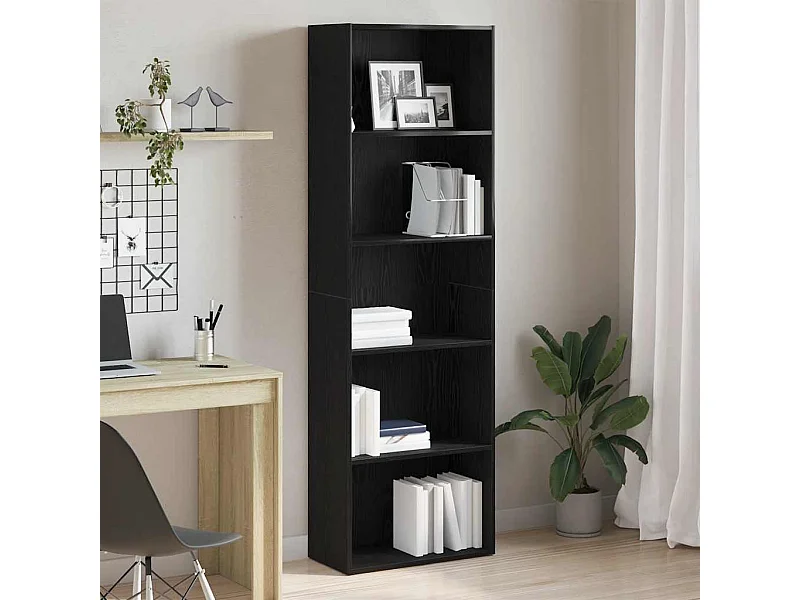 Bibliothèque chêne noir 60x30x189 cm bois d'ingénierie