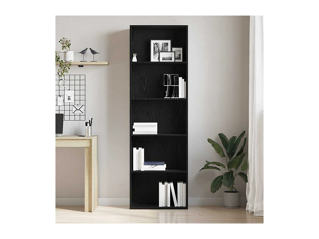 Bibliothèque chêne noir 60x30x189 cm bois d'ingénierie