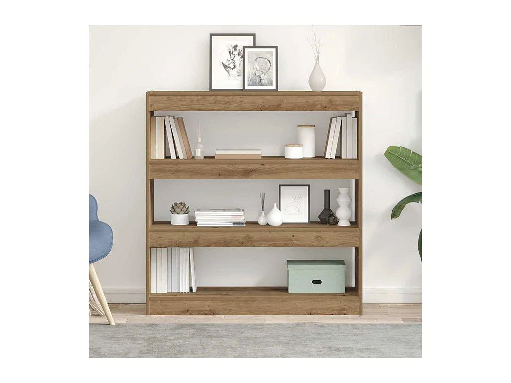 Cabinet à livres / Séparateur de pièce en chêne artisanal - 100x30x103cm, fait en bois d'ingénierie