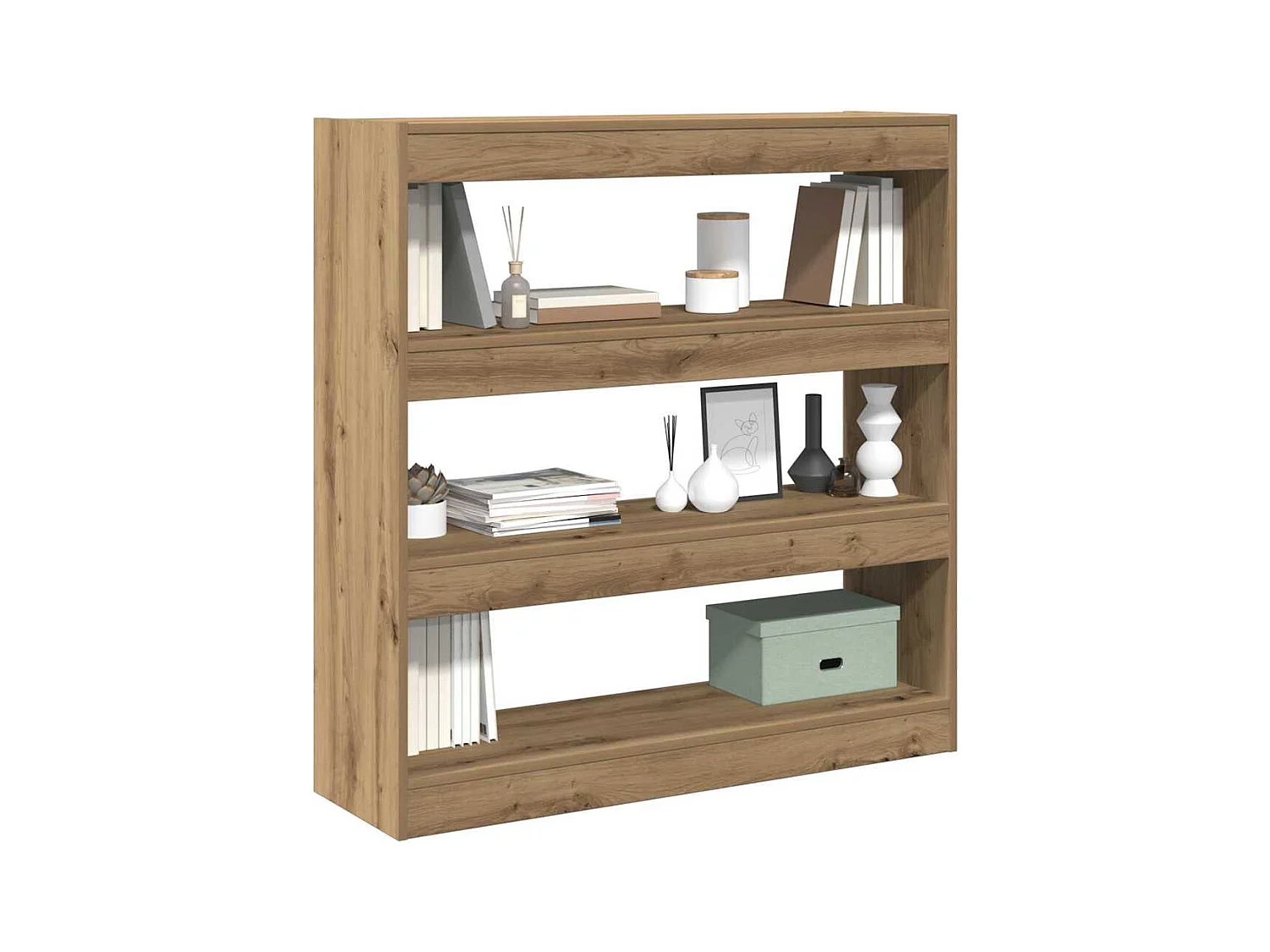 Cabinet à livres / Séparateur de pièce en chêne artisanal - 100x30x103cm, fait en bois d'ingénierie