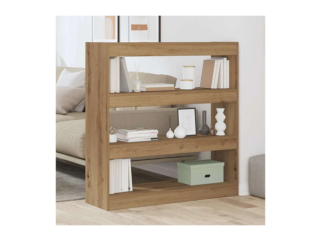 Cabinet à livres / Séparateur de pièce en chêne artisanal - 100x30x103cm, fait en bois d'ingénierie