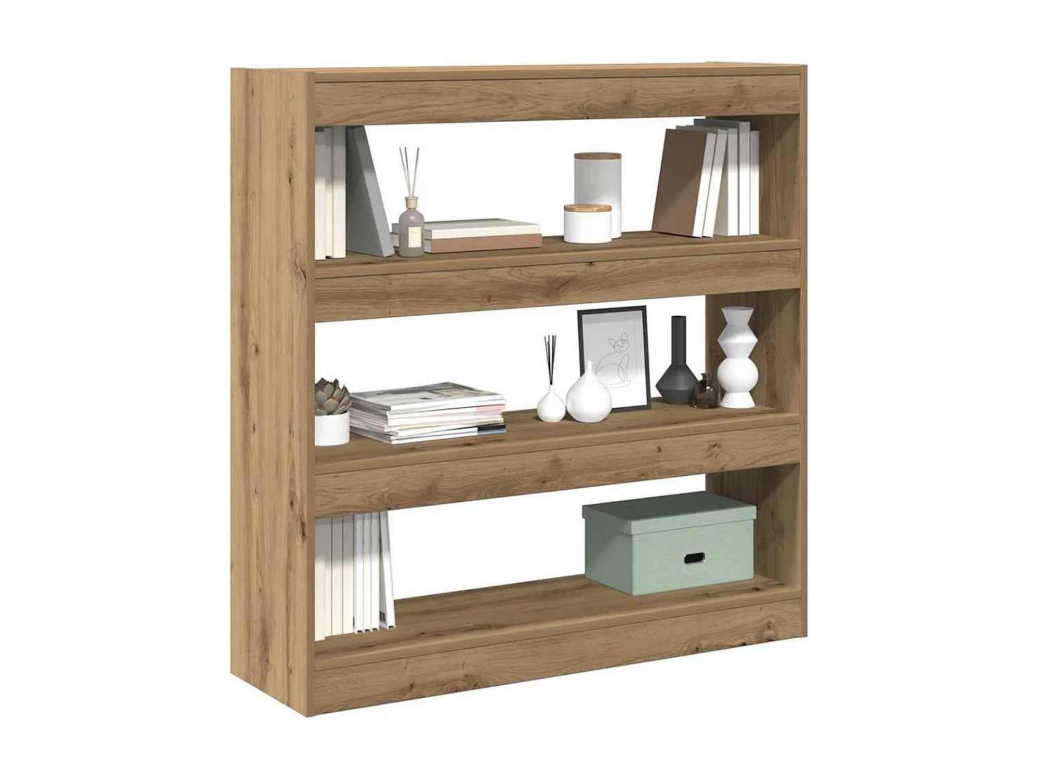 Cabinet à livres / Séparateur de pièce en chêne artisanal - 100x30x103cm, fait en bois d'ingénierie