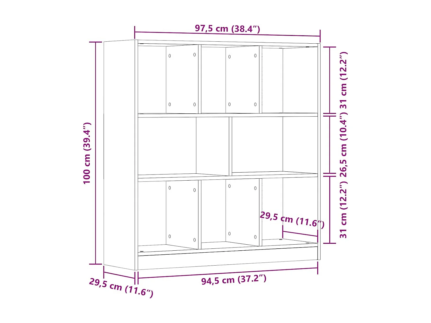 Librería de madera antigua 97,5x29,5x100 cm madera contrachapada