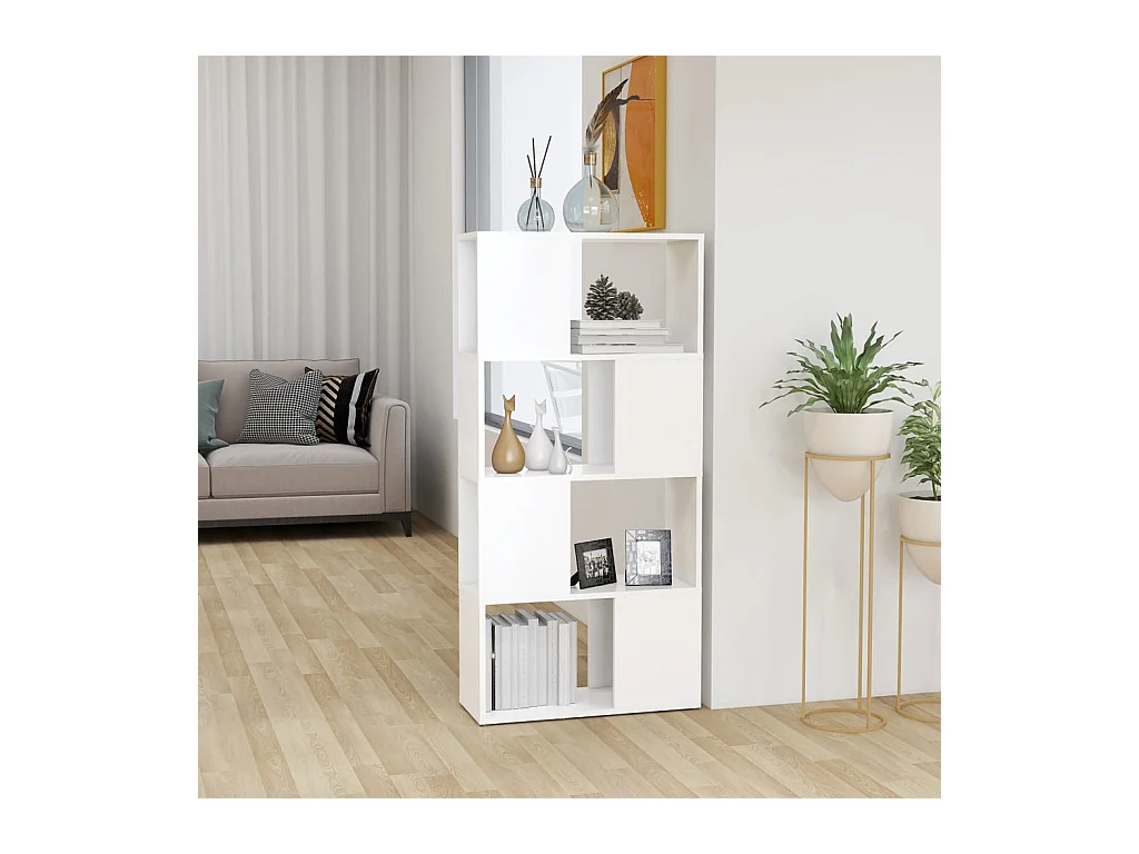 Bibliothèque/Séparateur de pièce blanc bois d'ingénierie