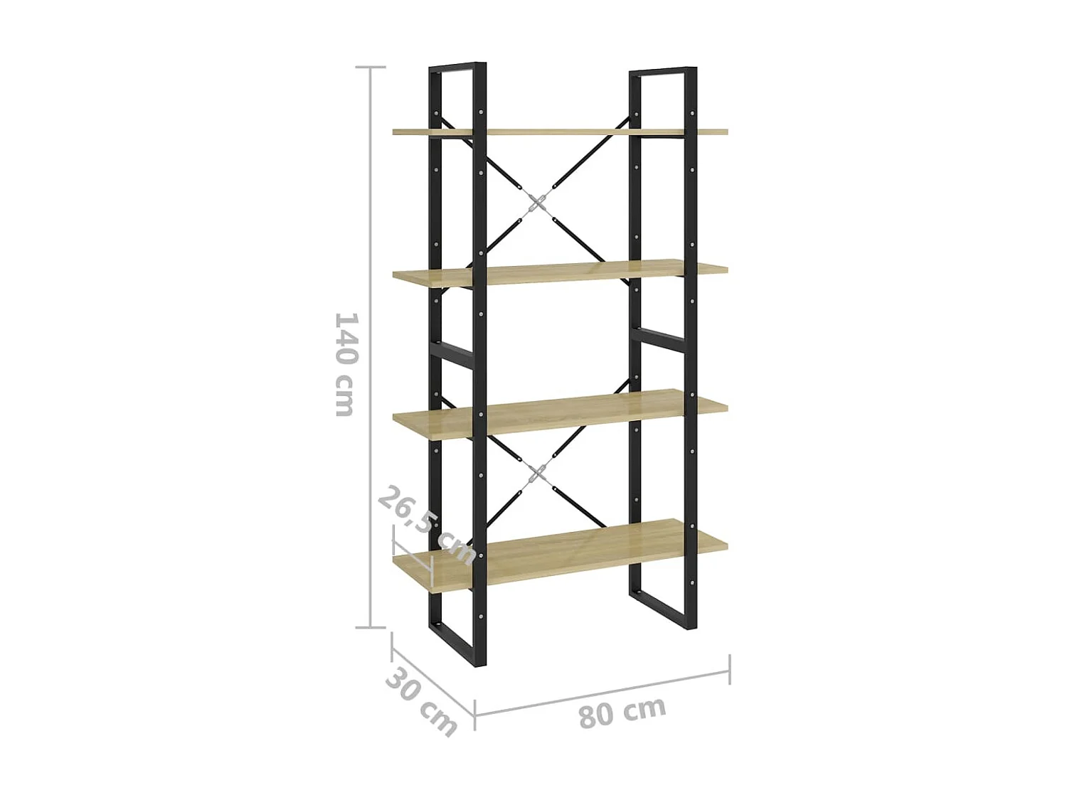 Libreria in legno ingegnerizzato Sonoma Oak a 4 ripiani