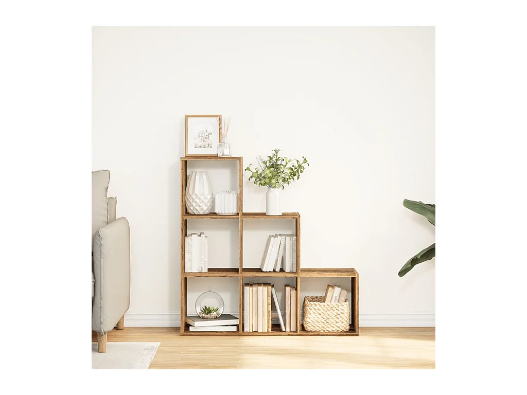 3-laags kamerverdelerplank, oud hout, 99x29x99 cm