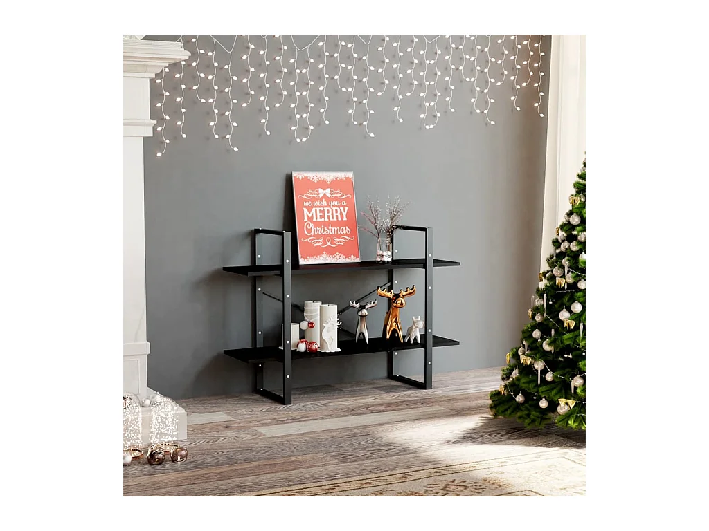 Libreria a 2 ripiani nera 100x30x70 cm in legno ingegnerizzato