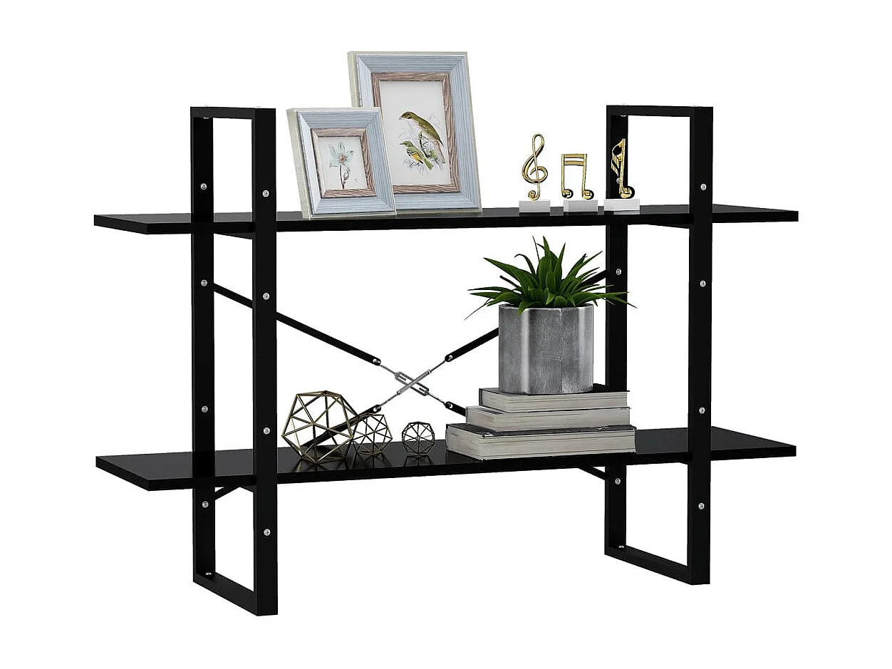 Bibliothèque à 2 niveaux noir 100x30x70 cm bois d'ingénierie