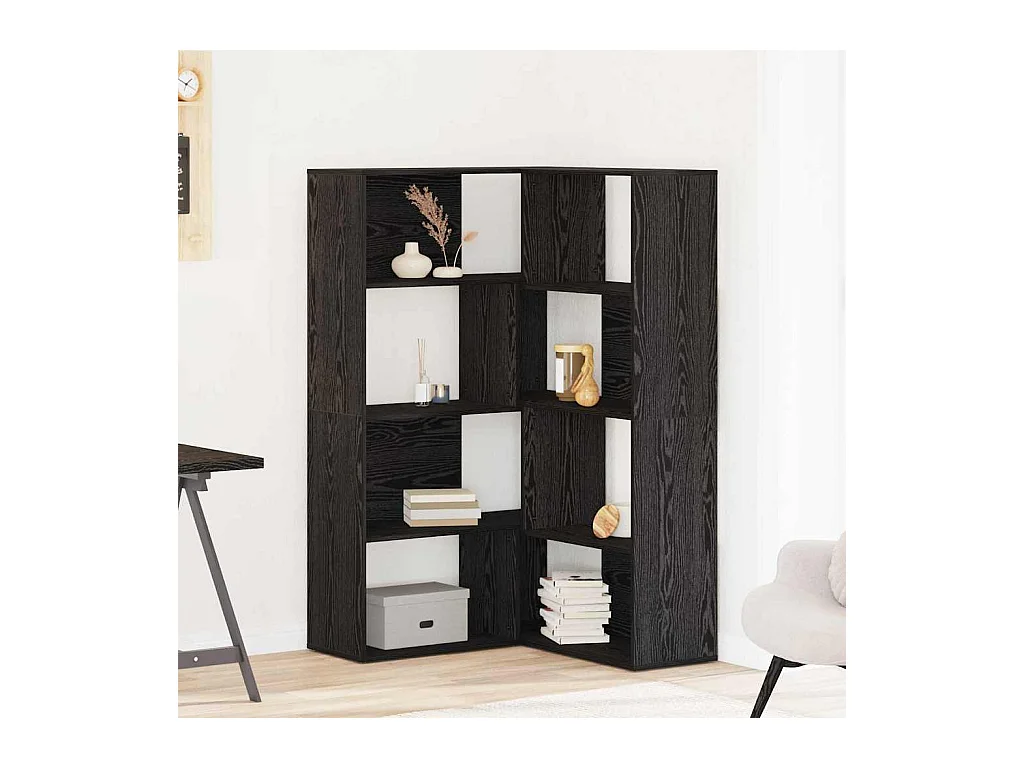 Cabinet d'angle Noir Chêne 140x30x140 cm Bois d'ingénierie