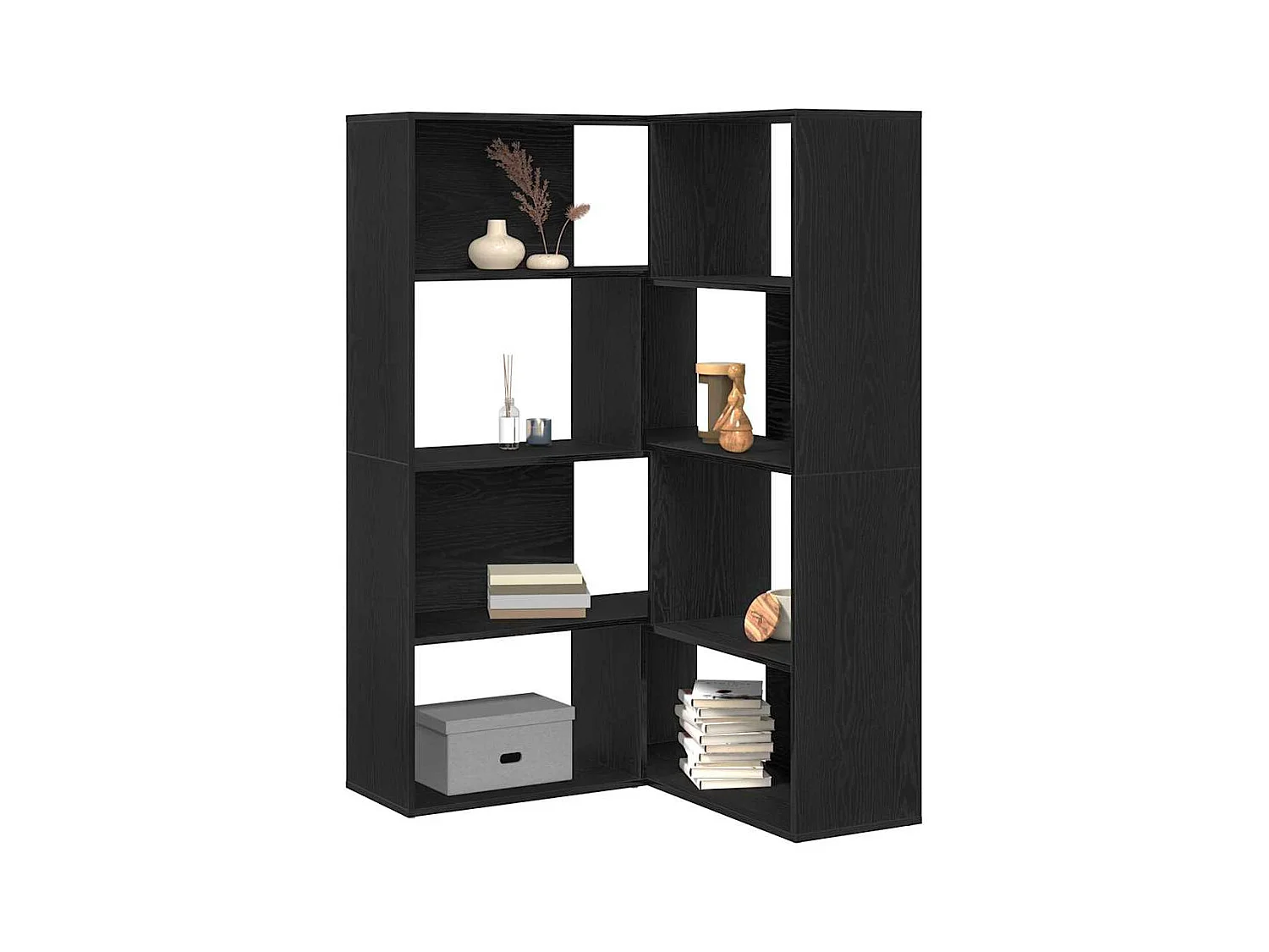 Cabinet d'angle Noir Chêne 140x30x140 cm Bois d'ingénierie