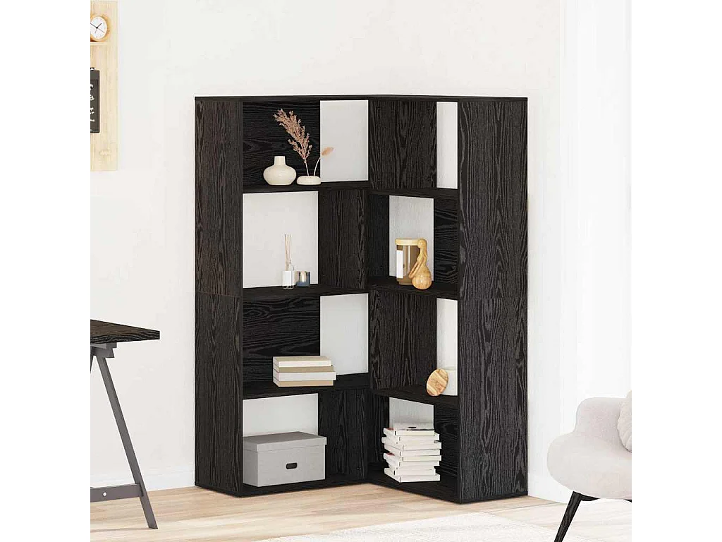 Cabinet d'angle Noir Chêne 140x30x140 cm Bois d'ingénierie