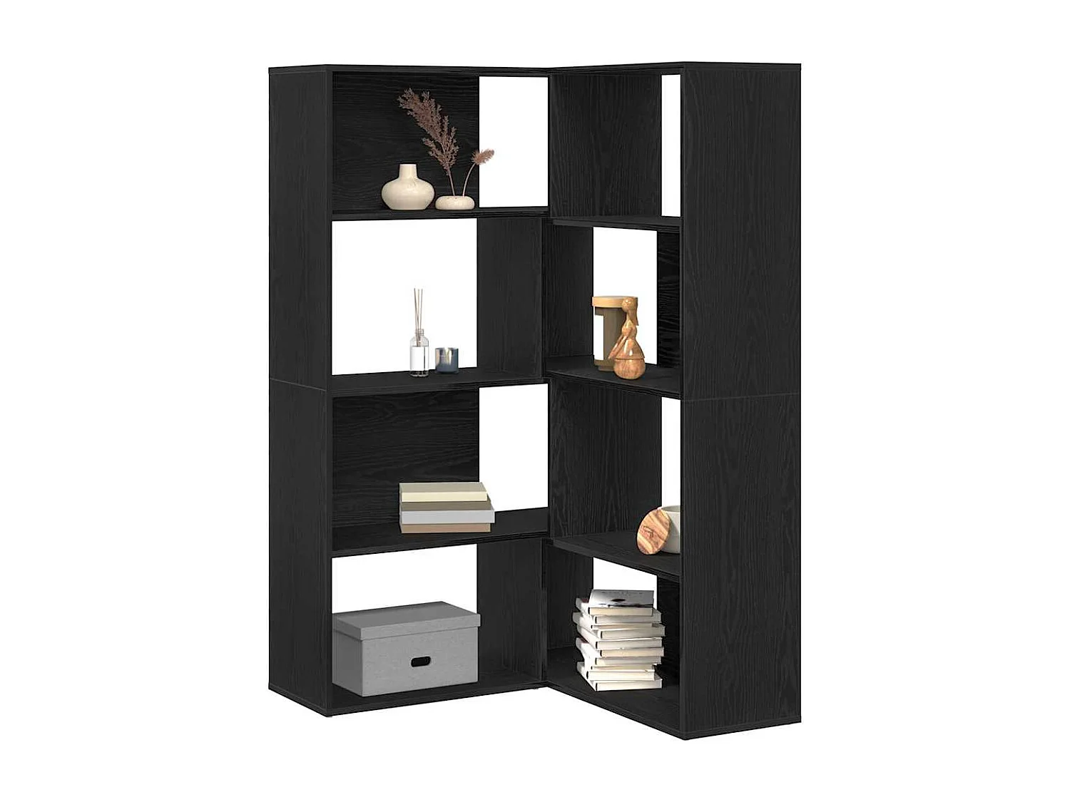 Cabinet d'angle Noir Chêne 140x30x140 cm Bois d'ingénierie