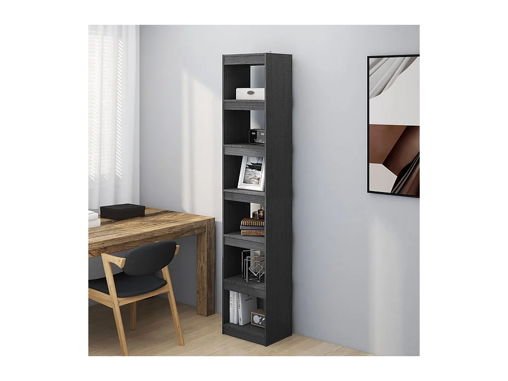 Bibliothèque/Séparateur de pièce Gris 40x30x199 cm Pin massif