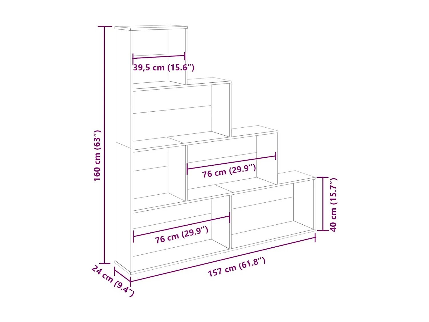 Bibliothèque vieux bois 157x24x160 cm bois d'ingénierie