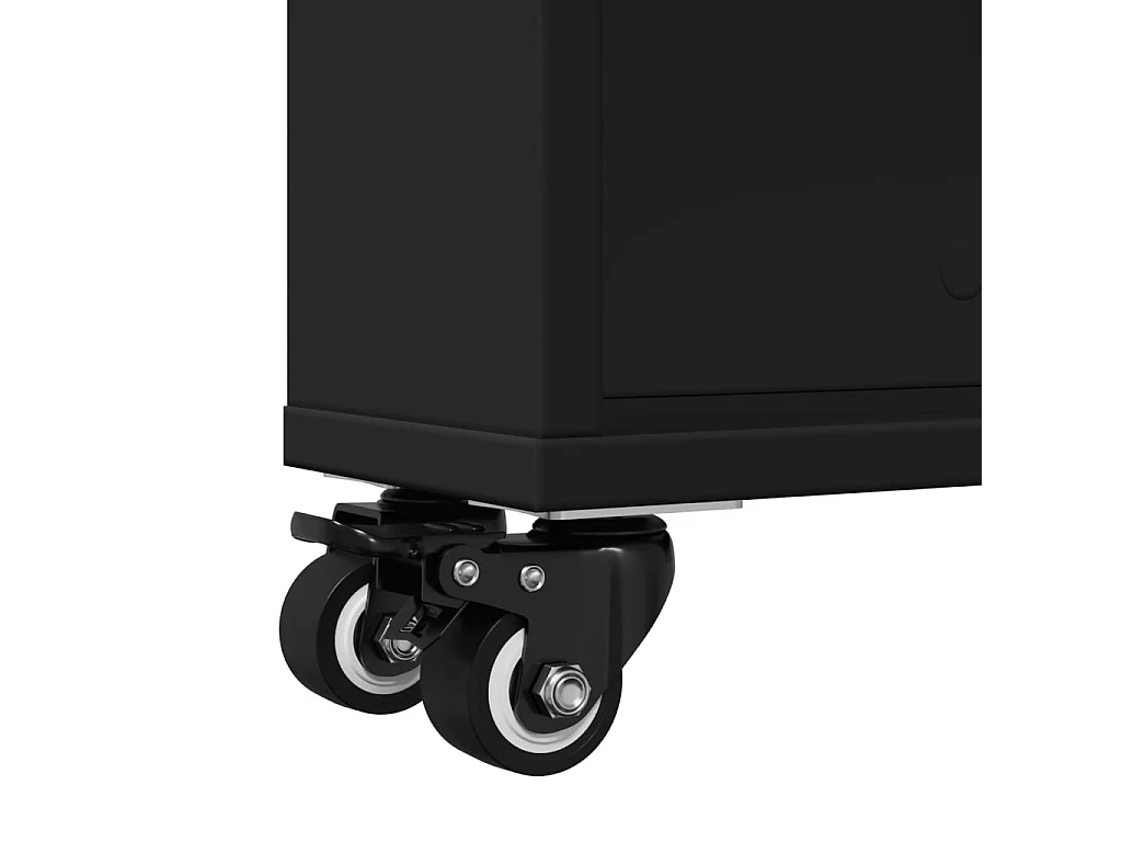 Carrello portaoggetti nero stretto 48x13x68 cm in legno ingegnerizzato