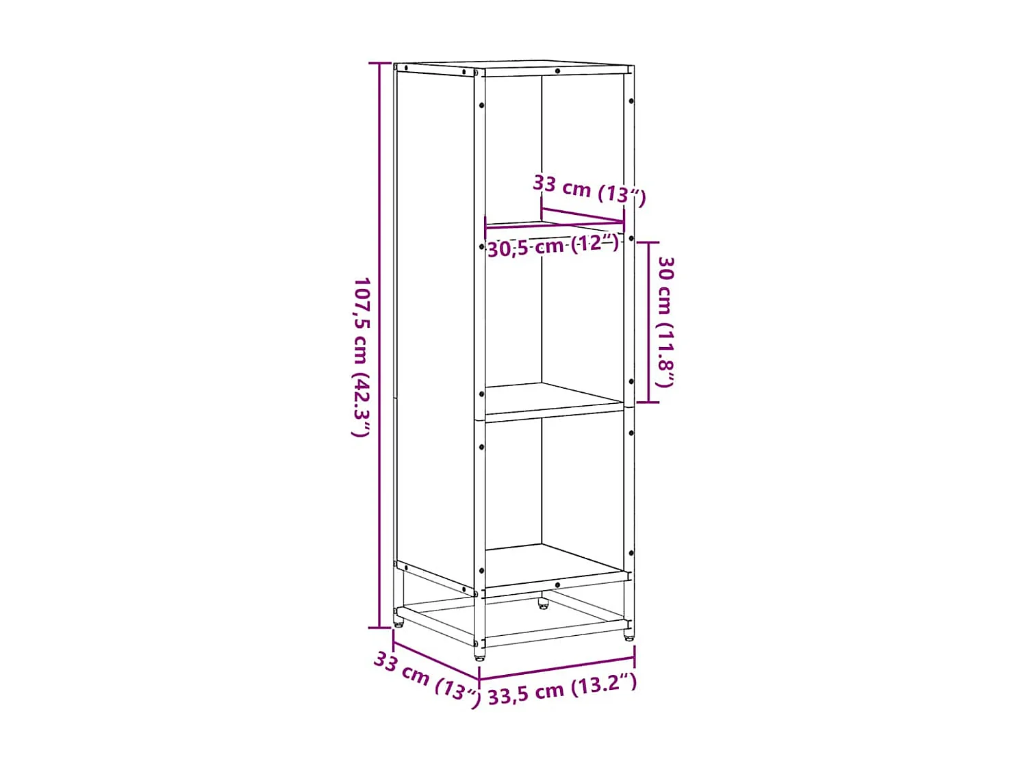 Bibliothèque chêne marron 33,5x33x107,5 cm bois d'ingénierie