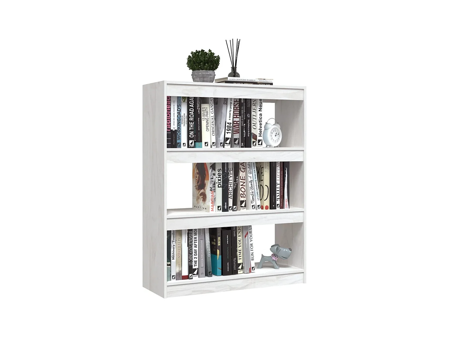 Libreria/Divisorio Bianco 100x30x103 cm Pino Massiccio