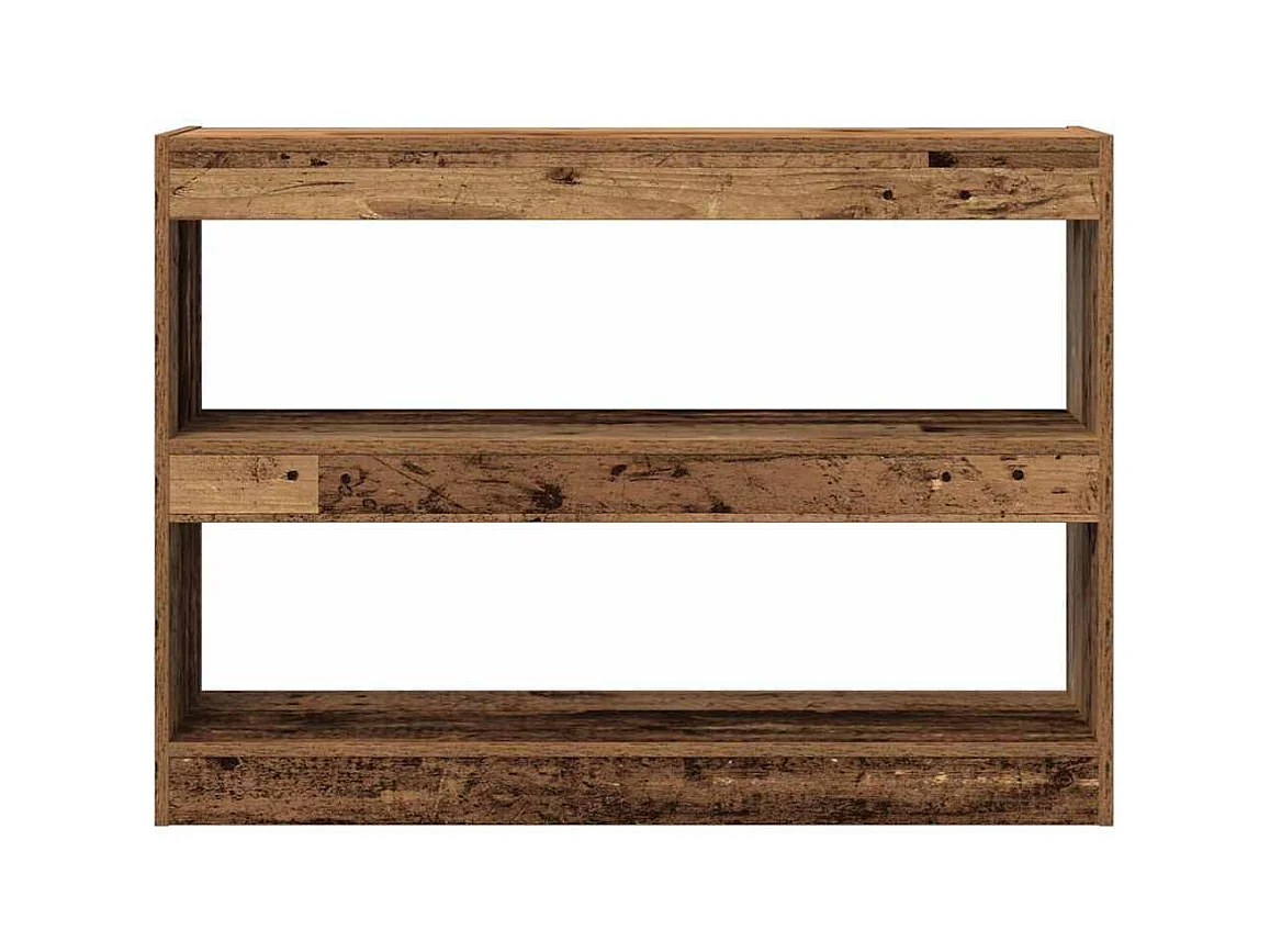 Bibliothèque/Paravent en bois vieilli, 100x30x72 cm, Fabriqué en bois reconstitué