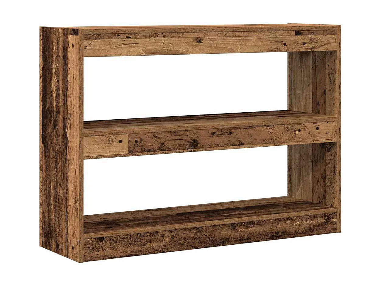 Bibliothèque/Paravent en bois vieilli, 100x30x72 cm, Fabriqué en bois reconstitué