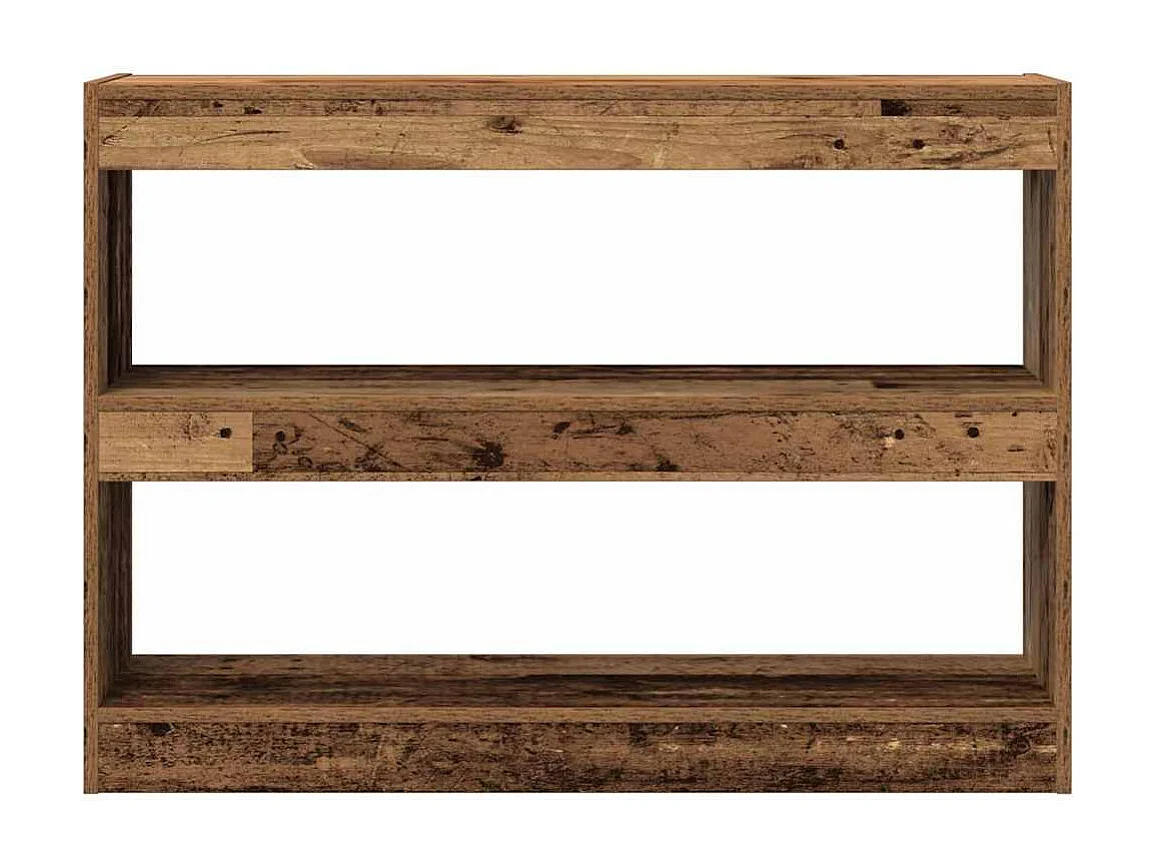 Bibliothèque/Paravent en bois vieilli, 100x30x72 cm, Fabriqué en bois reconstitué