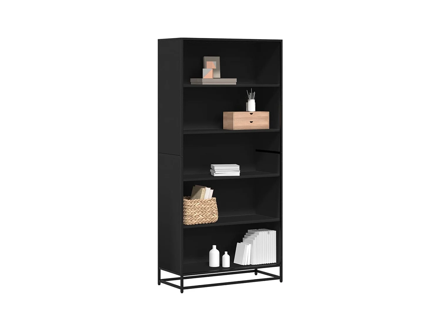 Bibliothèque noir 80,5x35x170,5 cm bois d'ingénierie