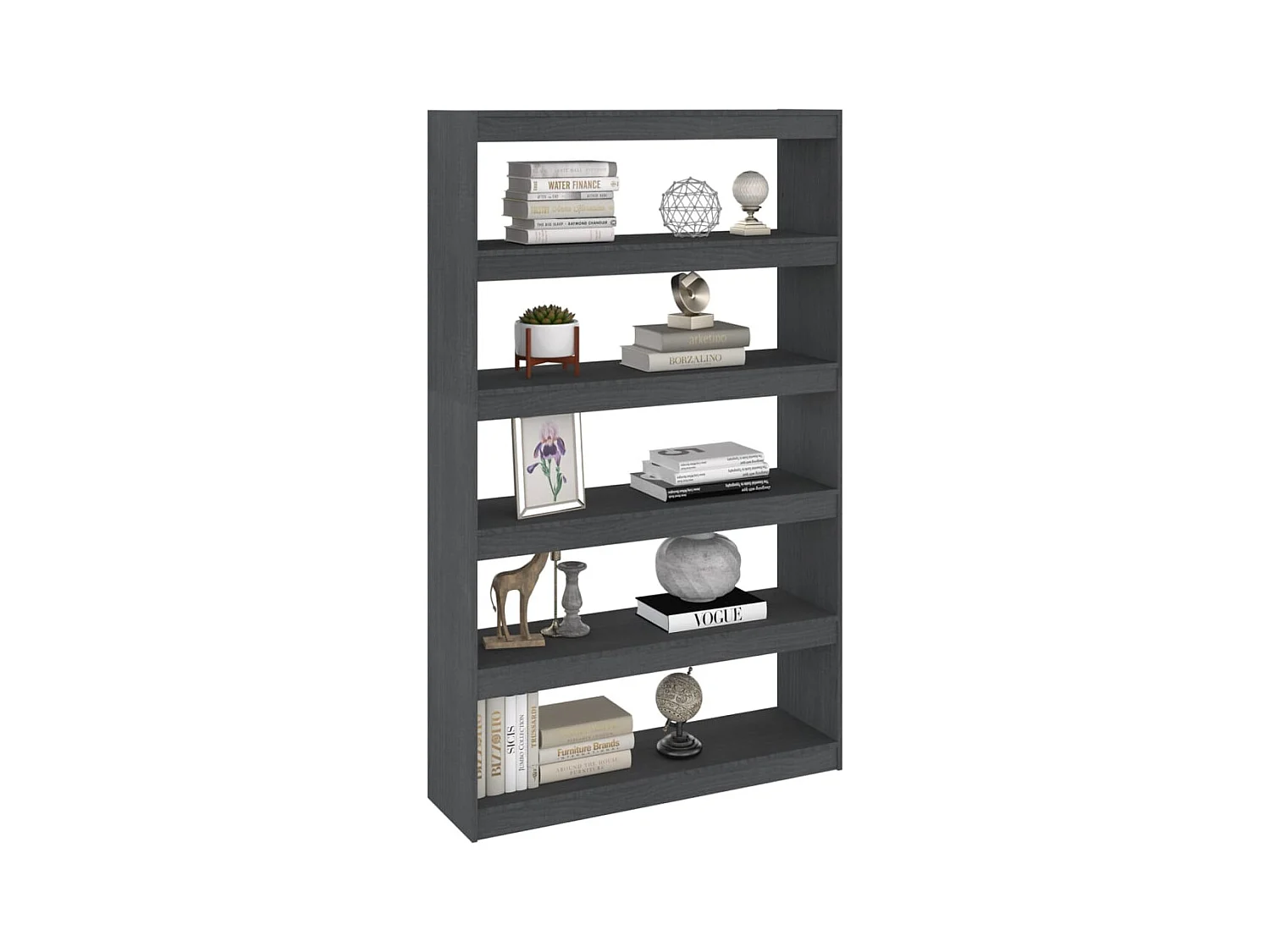 Boekenkast/kamerverdeler grijs 100x30x167,5 cm massief grenen