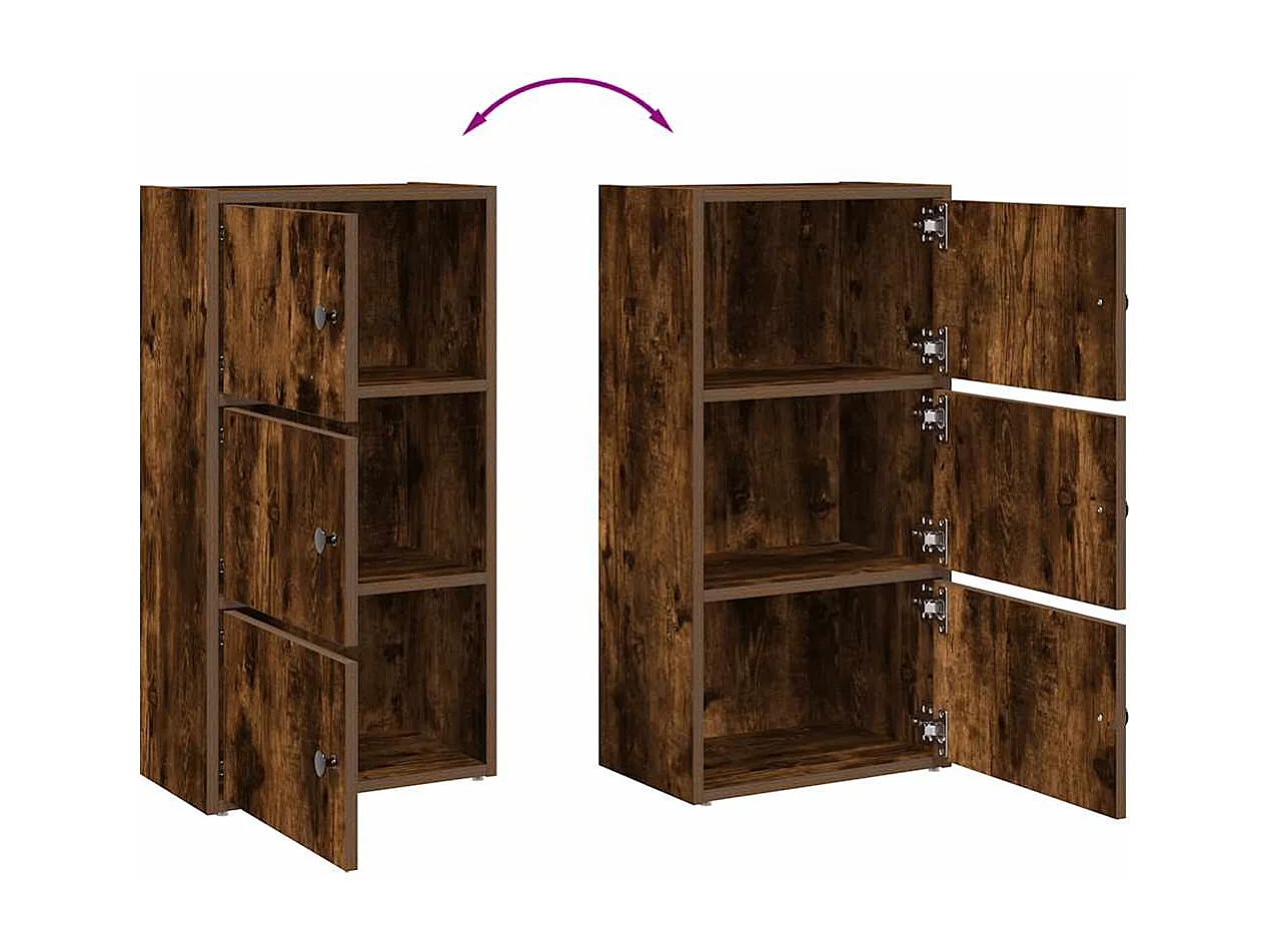 Bibliothèque chêne fumé 40x24x77 cm bois d'ingénierie