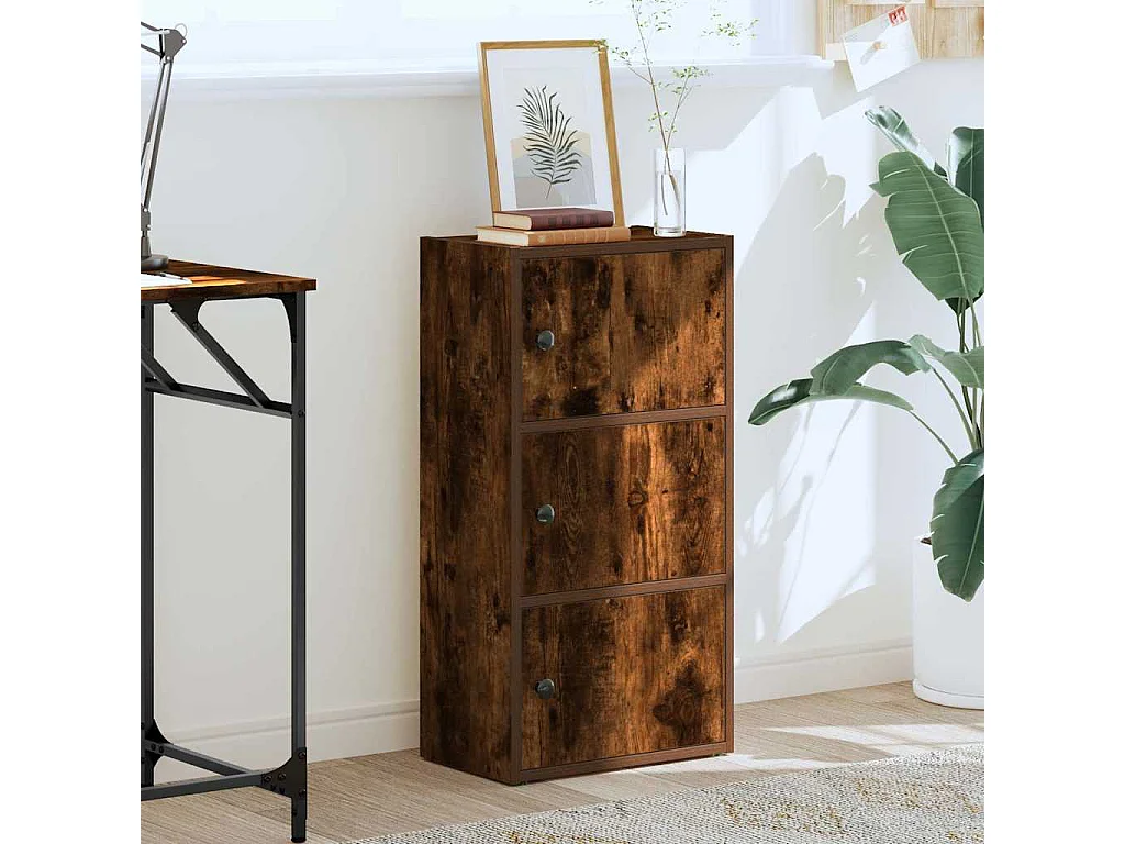 Bibliothèque chêne fumé 40x24x77 cm bois d'ingénierie