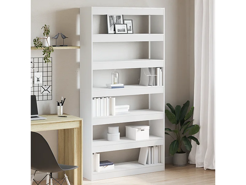 Witte boekenkast van bewerkt hout, 100 x 30 x 198 cm, plank