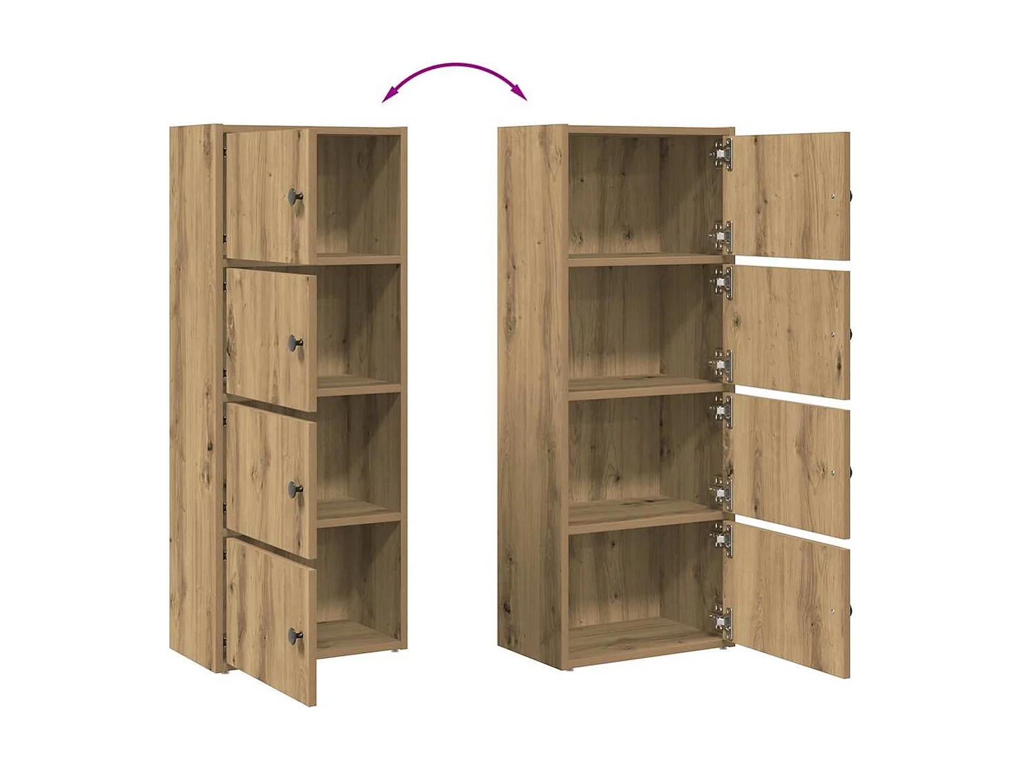 Bibliothèque chêne artisanal 40x24x102 cm bois d'ingénierie