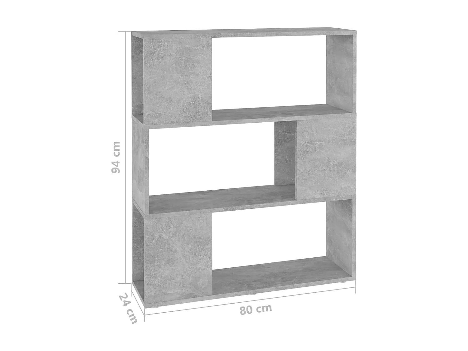 Bibliothèque/Séparateur de pièce Gris béton 80x24x94 cm