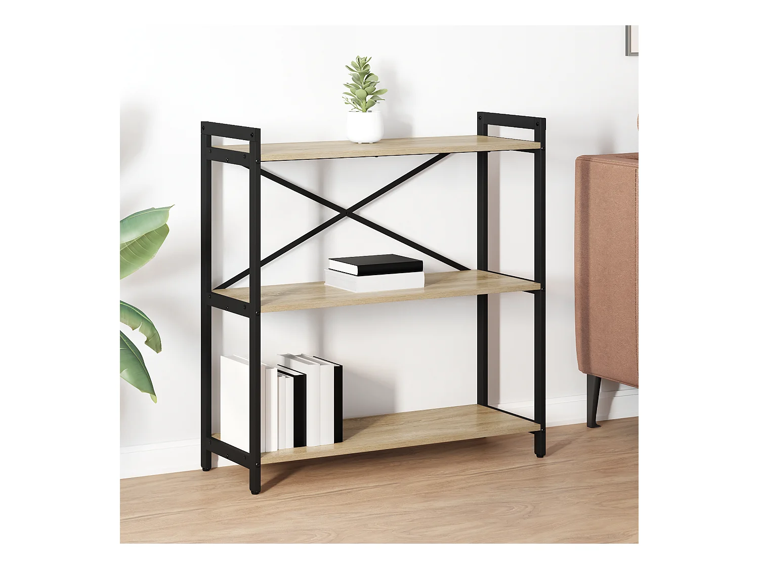 Bibliothèque Chêne sonoma 80 x 30 x 83 cm Panneau de particules