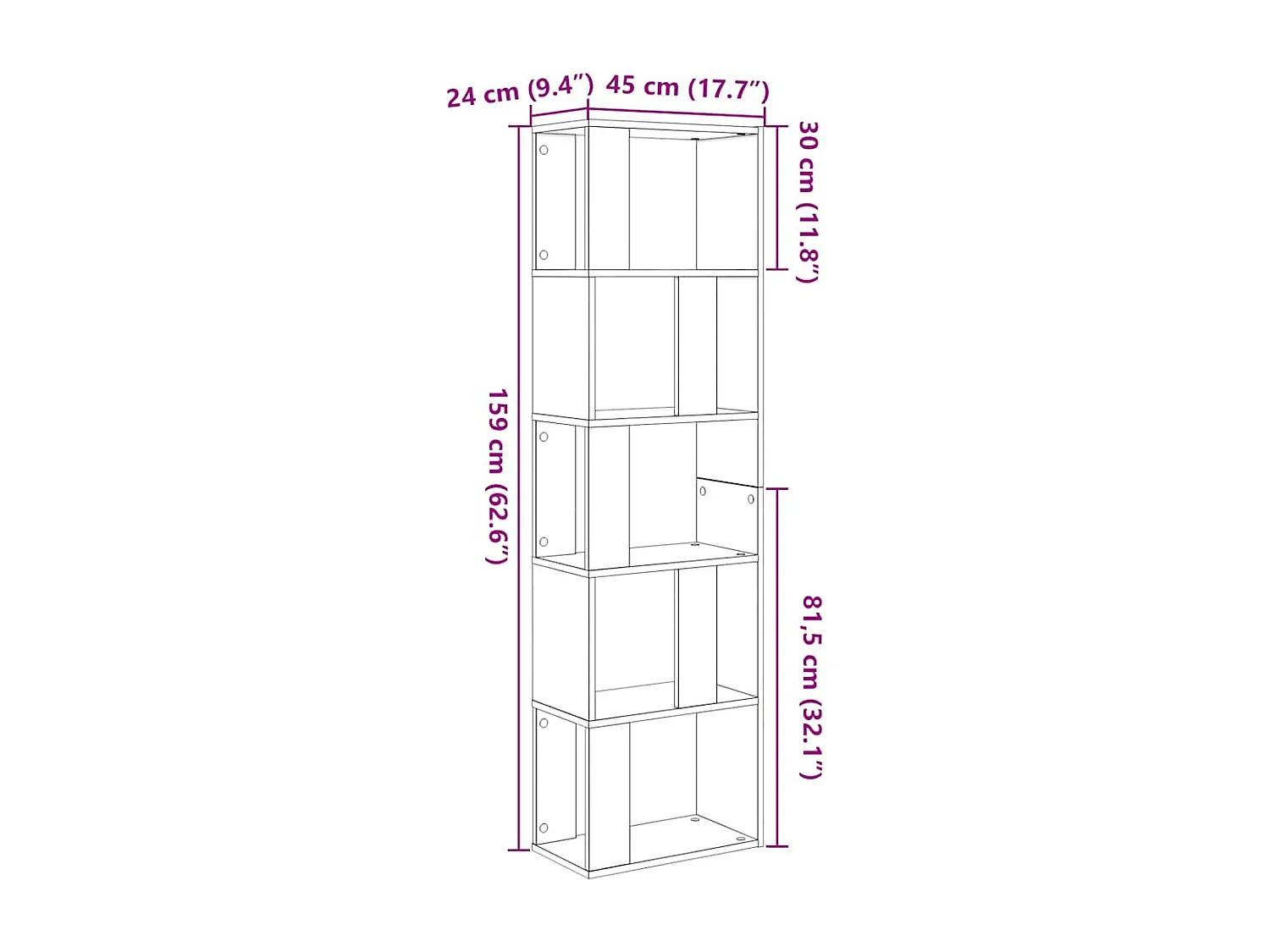Bibliothèque/Séparateur de pièce chêne noir 45x24x159 cm