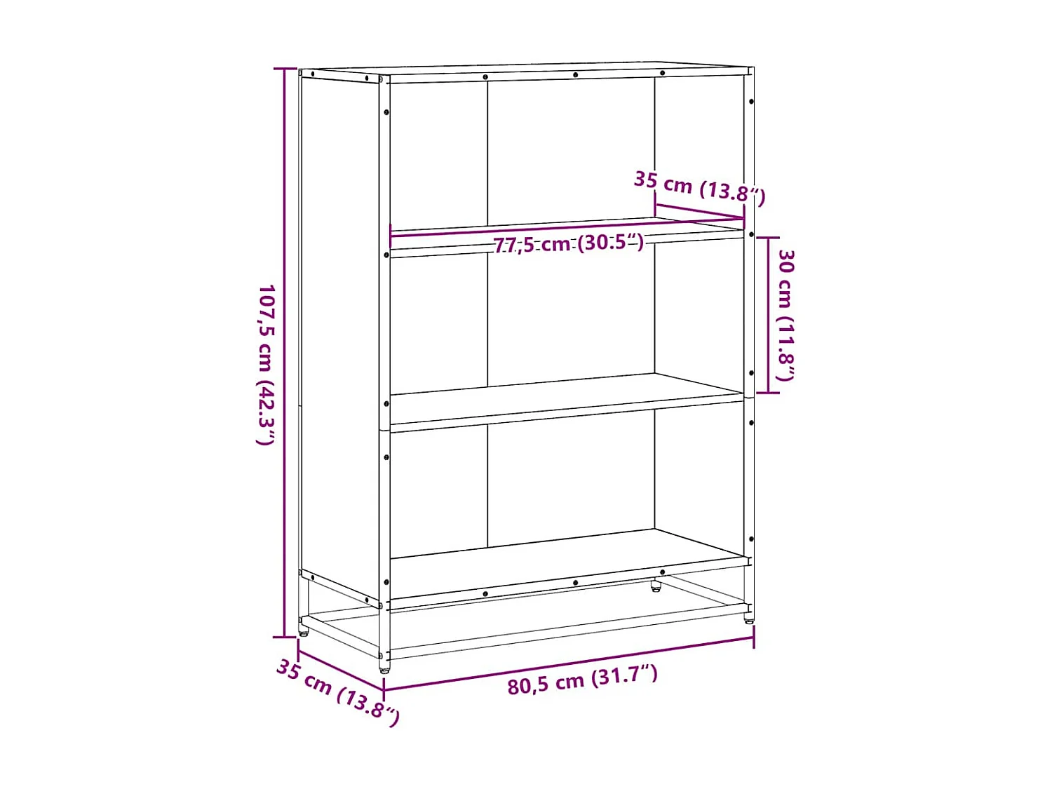 Libreria in rovere Sonoma 80,5x35x107,5 cm in legno ingegnerizzato