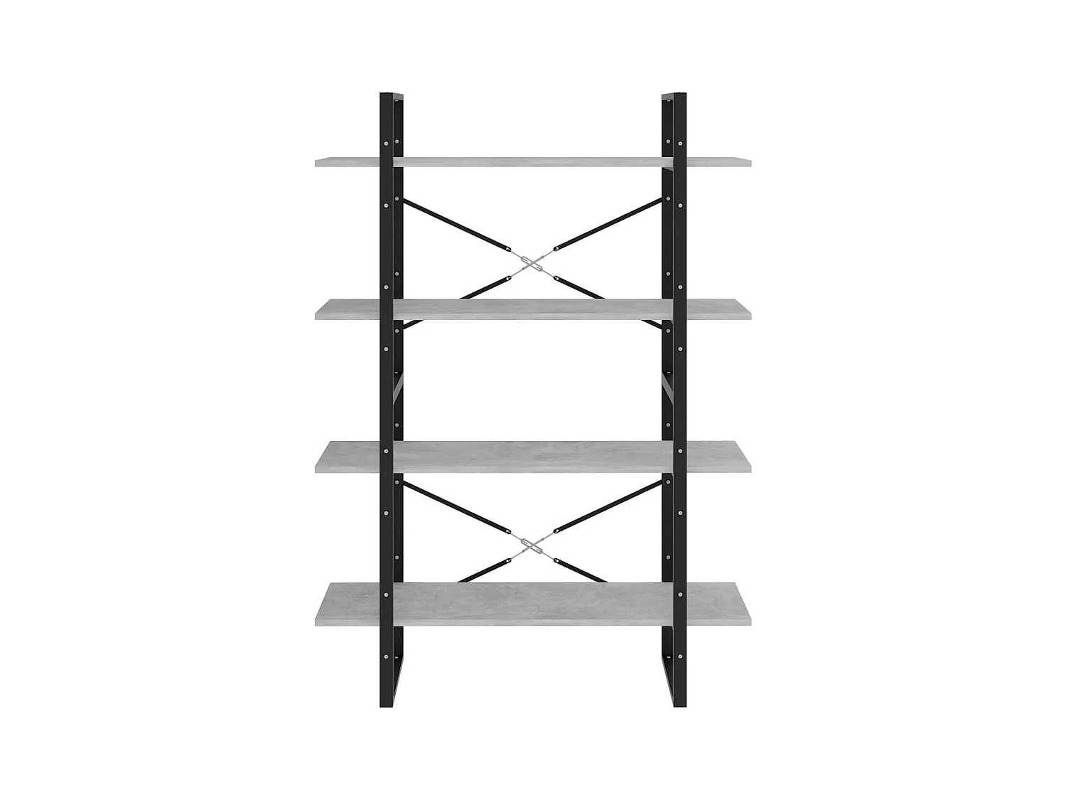 Bibliothèque à 4 niveaux gris béton bois d'ingénierie